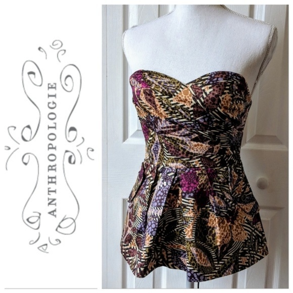 Anthropologie Tops - Anthropologie Fei strapless peplum top!